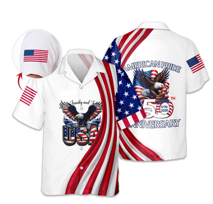 Custom Name American Pride Patriotic 250th Anniversary Eagle Hawaii Shirt