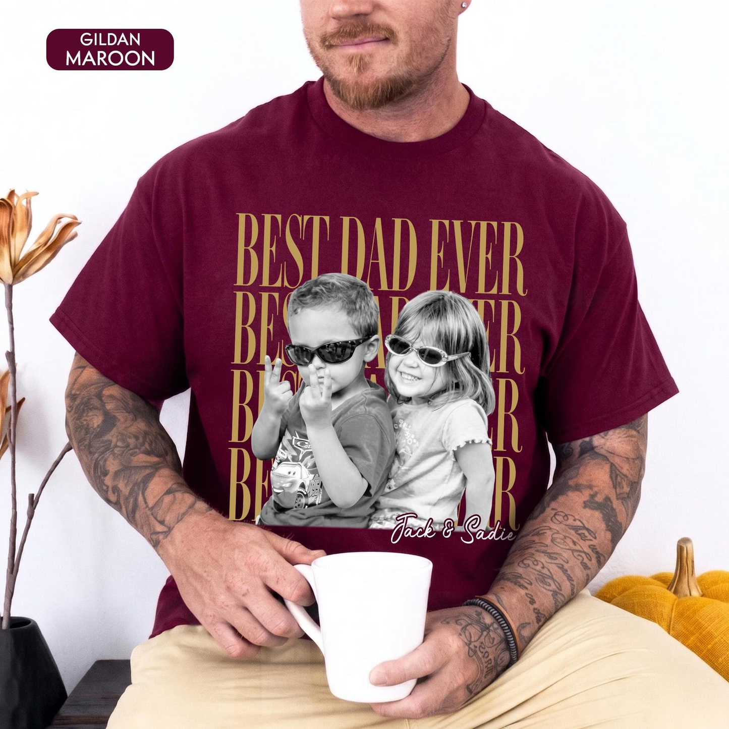 Custom Dad Vintage Photo Shirt: Personalized Fathers Day Shirt With Kids Photo, Funny Dad Shirt, Best Dad Ever Shirt, New Dad Gift