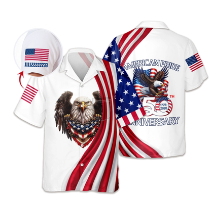 Custom Name American Pride Patriotic 250th Anniversary Eagle Hawaii Shirt