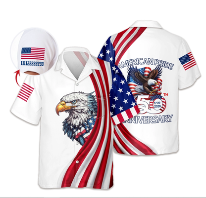 Custom Name American Pride Patriotic 250th Anniversary Eagle Hawaii Shirt