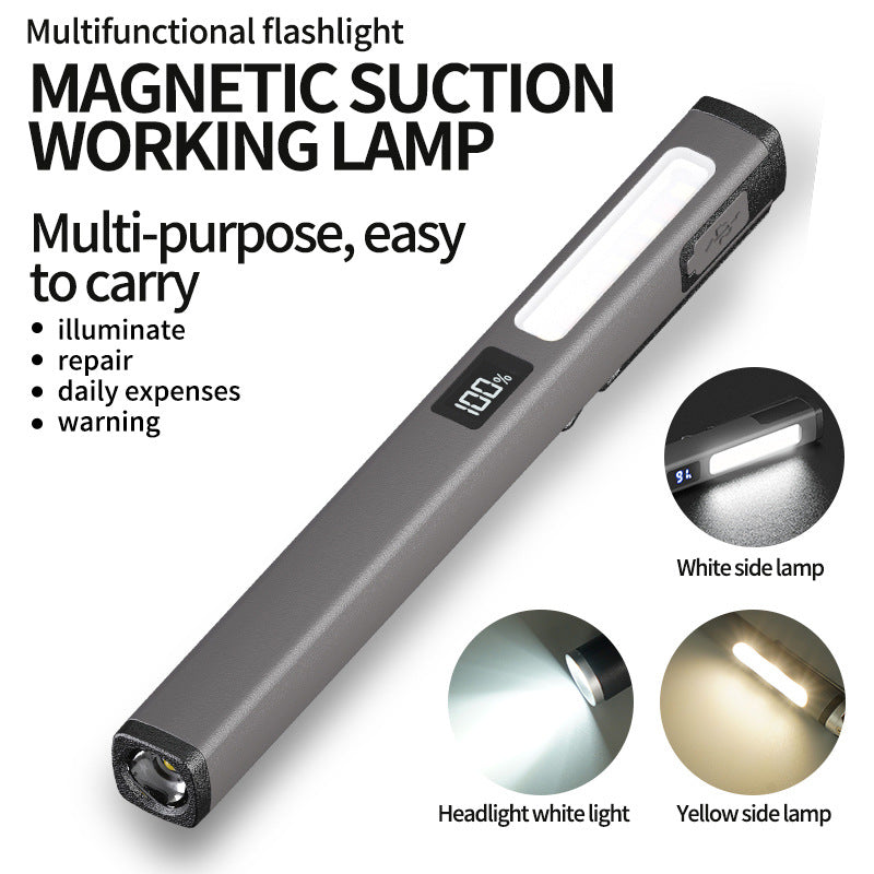 6-in-1 Magnetic EDC Penlight | Rechargeable Inspection & Auto Work Light with LED Display