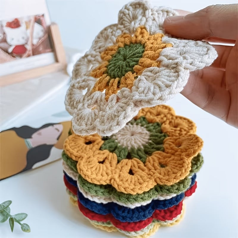 Handmade Crochet Floral Coaster | Cute Ins-Style Knitted Mug Rug & Desk Decor