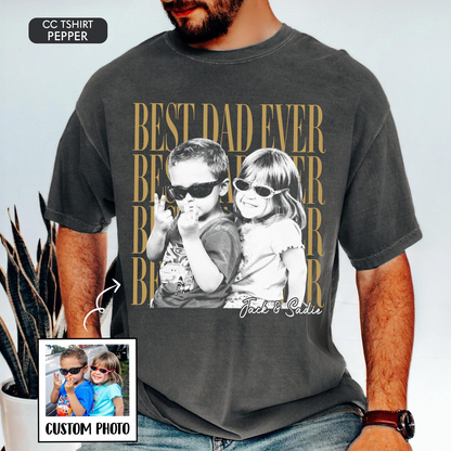 Custom Dad Vintage Photo Shirt: Personalized Fathers Day Shirt With Kids Photo, Funny Dad Shirt, Best Dad Ever Shirt, New Dad Gift