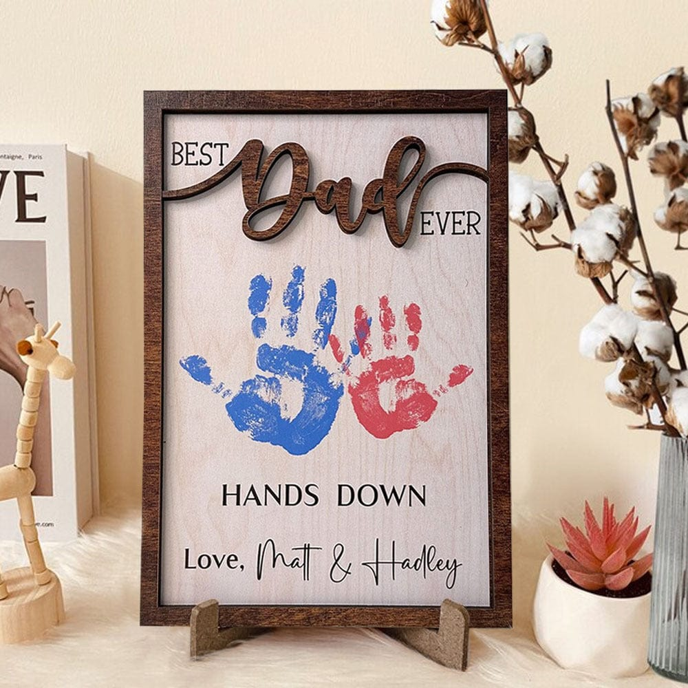 Best Dad Ever 2-Layered Wooden Plaque With Stand Personalized Gift