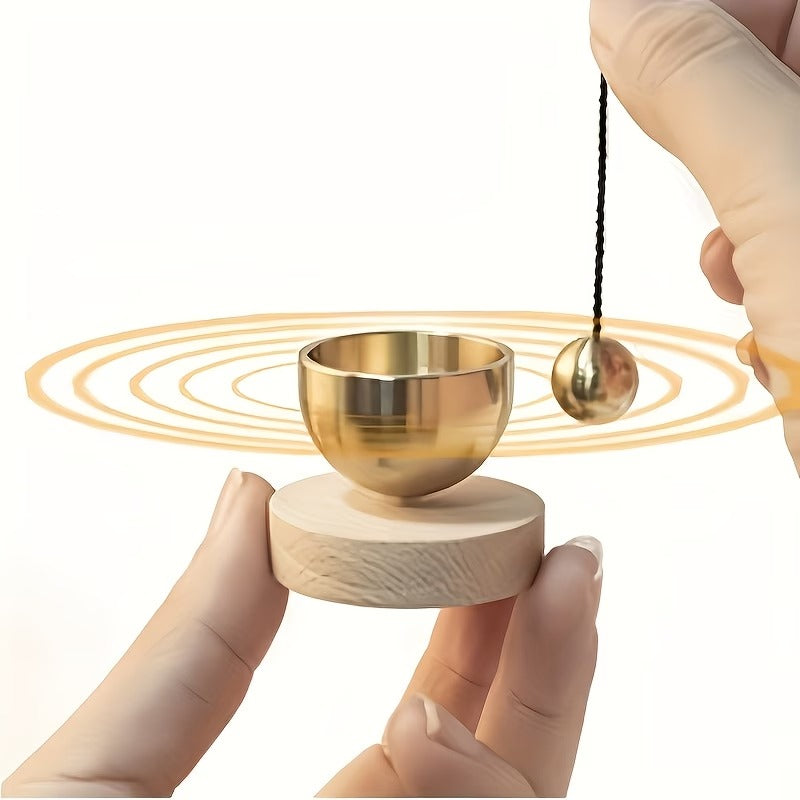 Zen Brass Mindfulness Chime | Solid Wood Meditation Bell for Relaxation & Yoga