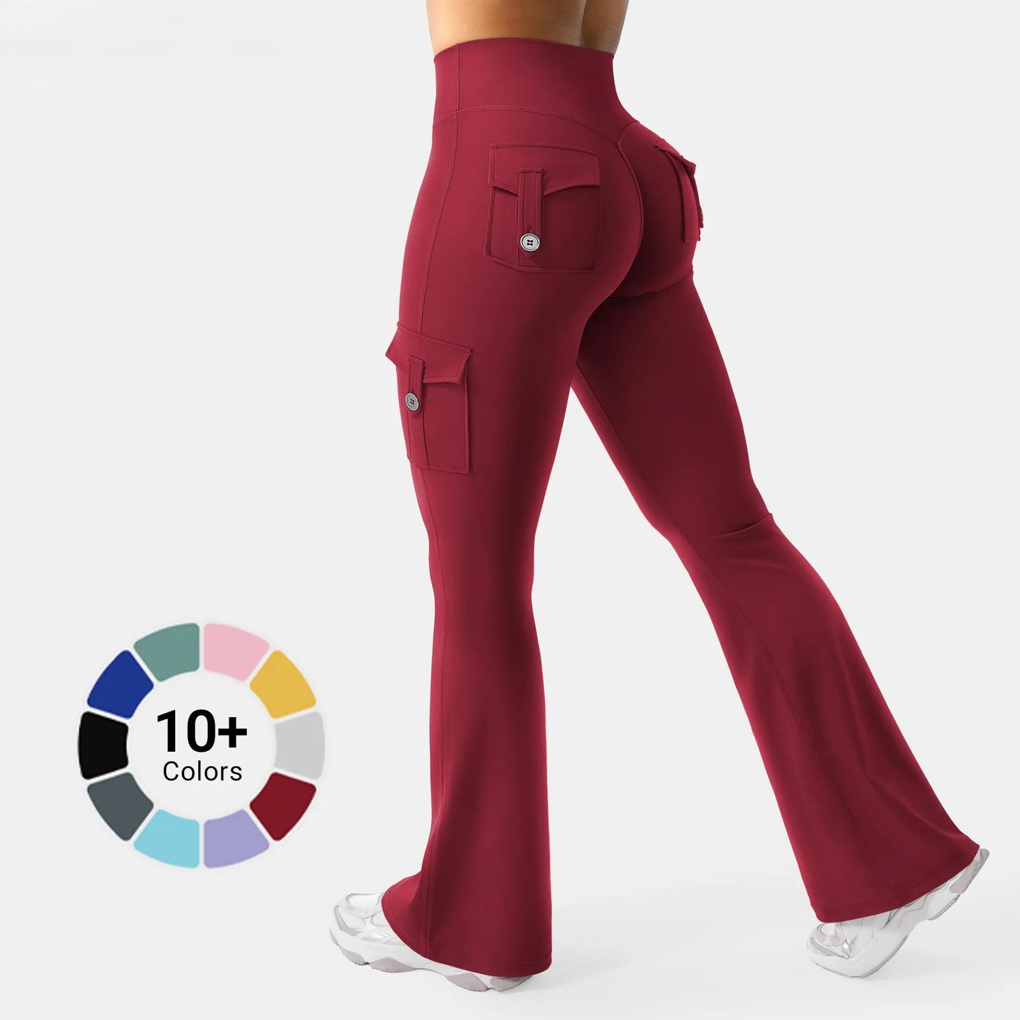 Buy 1, Get the 2nd 50% OFF Hedda High-Waisted Flared Cargo Leggings | Hidden Scrunch Booty Yoga Pants with Pockets