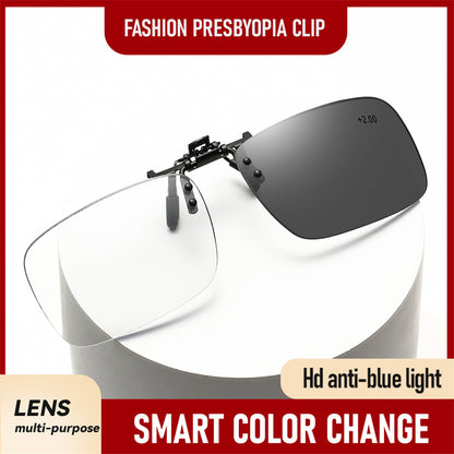 Photochromic Progressive Multifocal Clip-On Reading Glasses | Anti-Blue Light & Flip-Up Lenses