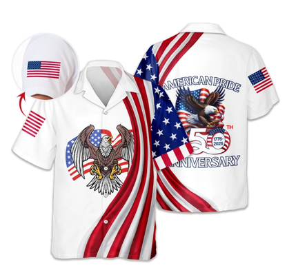 Custom Name American Pride Patriotic 250th Anniversary Eagle Hawaii Shirt