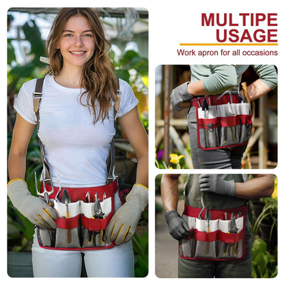 Heavy-Duty Gardener's Tool Belt | Premium Waterproof Multi-Pocket Utility Pouch