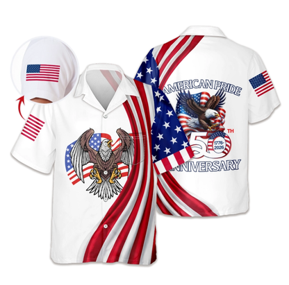 Custom Name American Pride Patriotic 250th Anniversary Eagle Hawaii Shirt