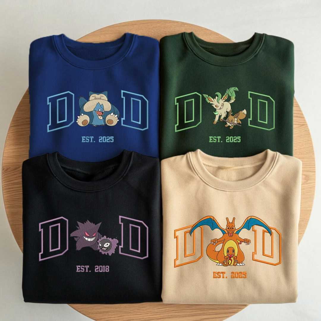 Custom Cartoon PKM DAD Embroidered Shirt