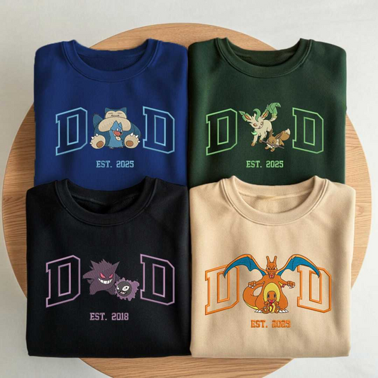 Custom Cartoon PKM DAD Embroidered Shirt