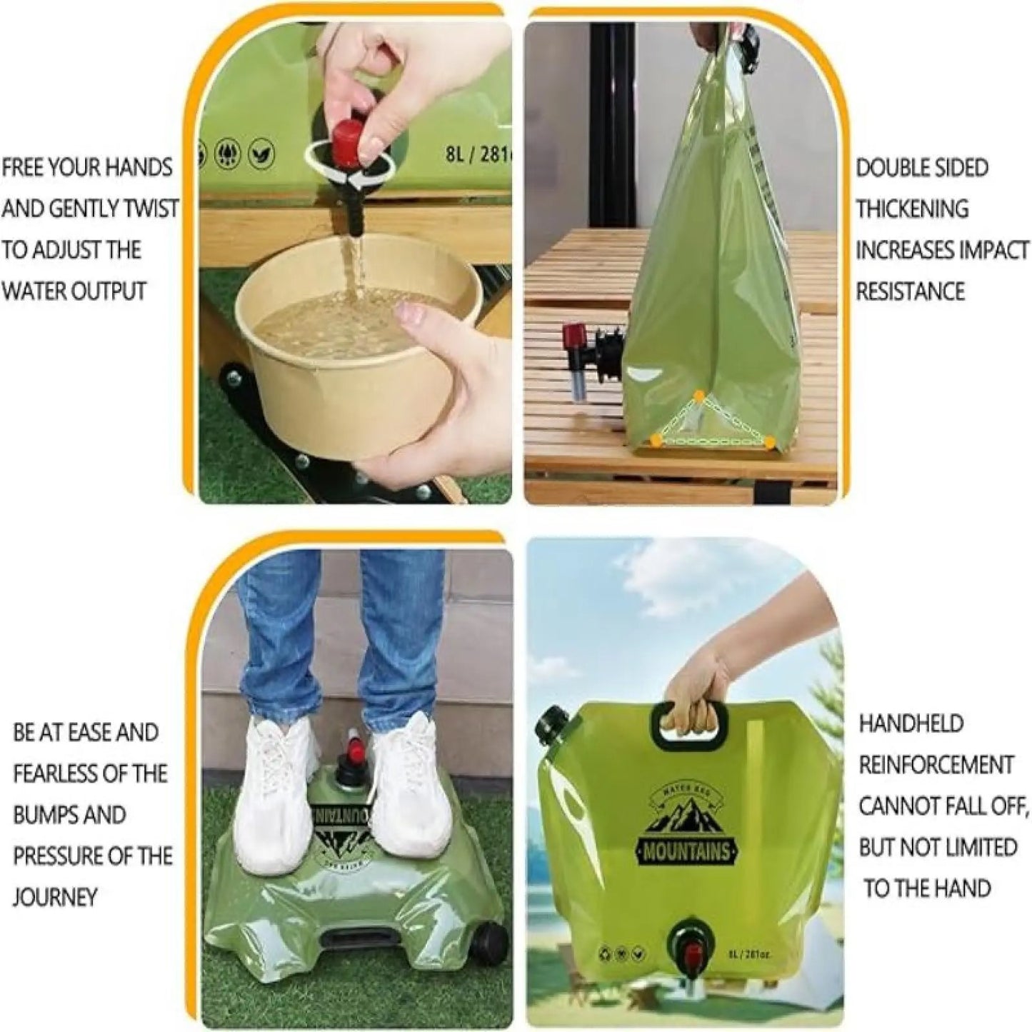 Heavy-Duty Collapsible Water Container with Spigot (2.1 Gallon / 8L) | BPA-Free Foldable Water Jug