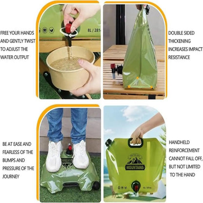Heavy-Duty Collapsible Water Container with Spigot (2.1 Gallon / 8L) | BPA-Free Foldable Water Jug