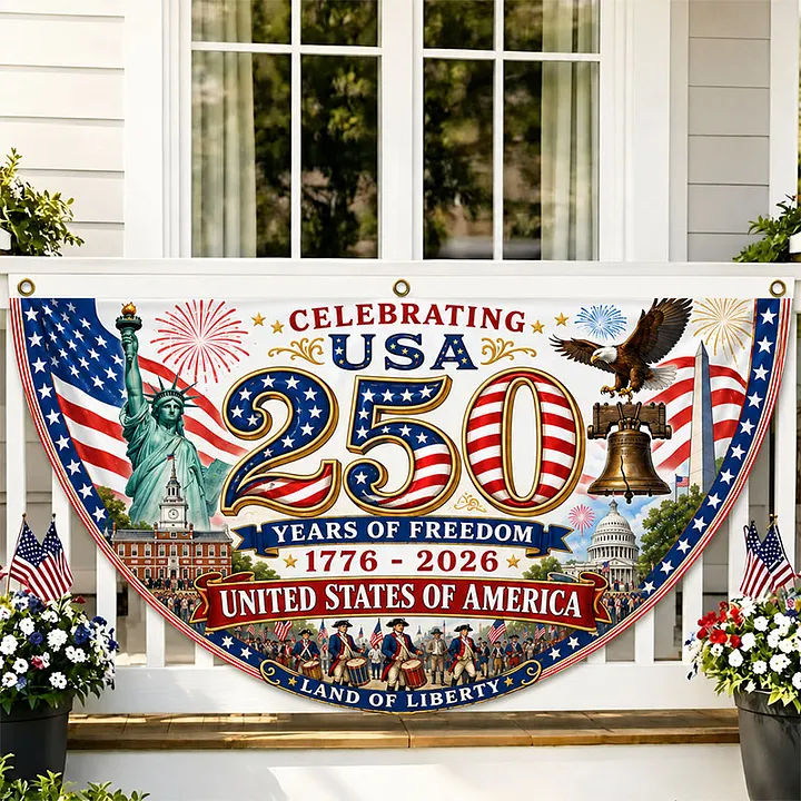 USA 250 Years Statue of Liberty Porch Banner & USA 250th Anniversary Porch Banner