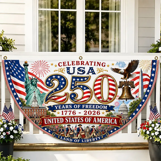 USA 250 Years Statue of Liberty Porch Banner & USA 250th Anniversary Porch Banner