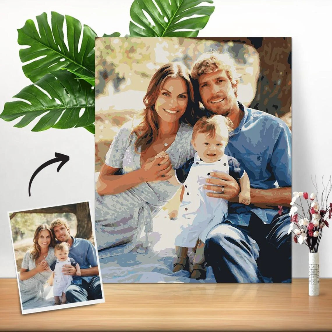 🎨 Custom Photo Paint by Numbers Kit | 12" x 16" (30x40cm) with Easy DIY Wooden Frame