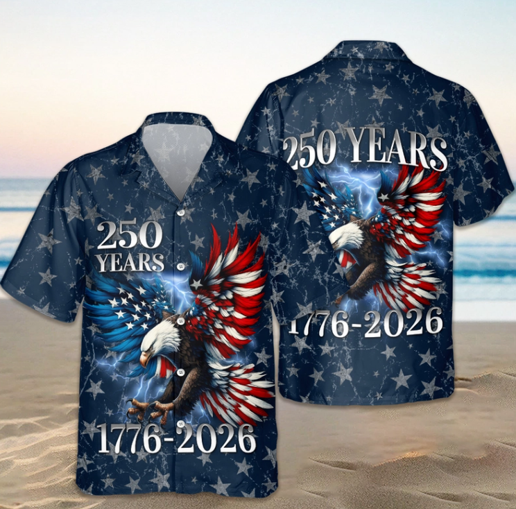 Personalized 250th Anniversary Eagle Patriotic American Hawaiian Shirts