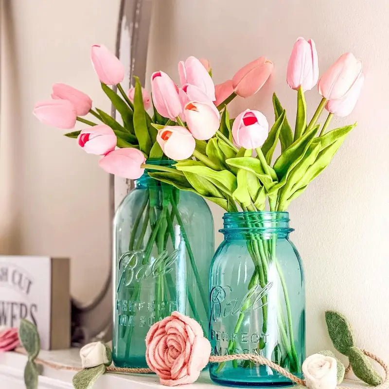 18-Stem Artificial Tulip Bouquet | Vibrant Faux Flowers for Home & Porch