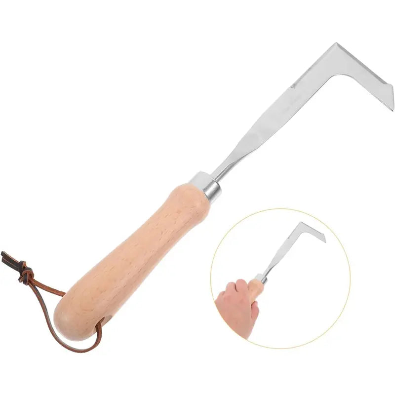 2026 Crack Weeder Tool 12" Stainless Steel Manual Grass Puller with Beech Wood Handle for Sidewalk Driveways Patio Paver Narrow