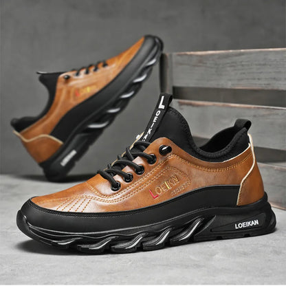 ⏰Limited Time Sale 50% OFF-Men's Casual Fashion Orthopedic Hiking Shoes – Anti-Puncture, Anti-Collision, Non-Slip Arch Support Leather Outdoor Sports Shoes for All-Terrain Performance