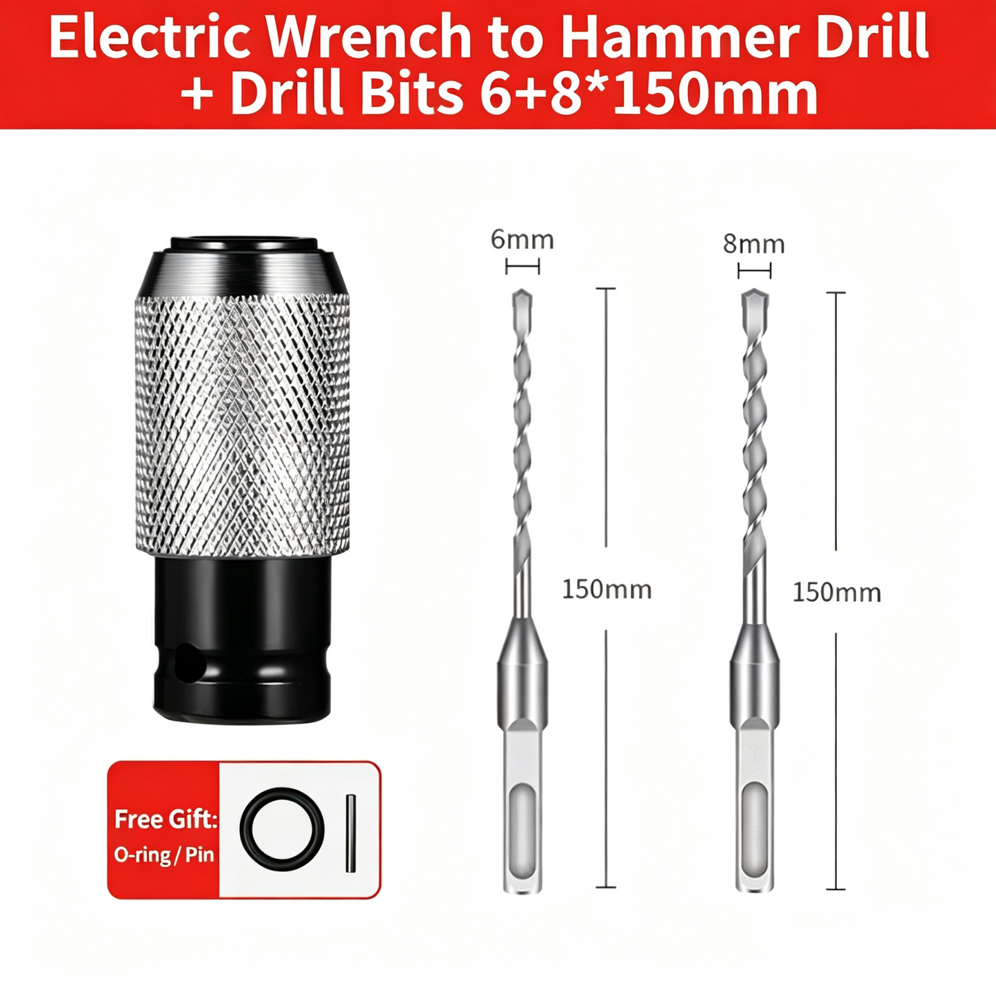 Rotary Hammer Adapter with Impact Drill Bits Set