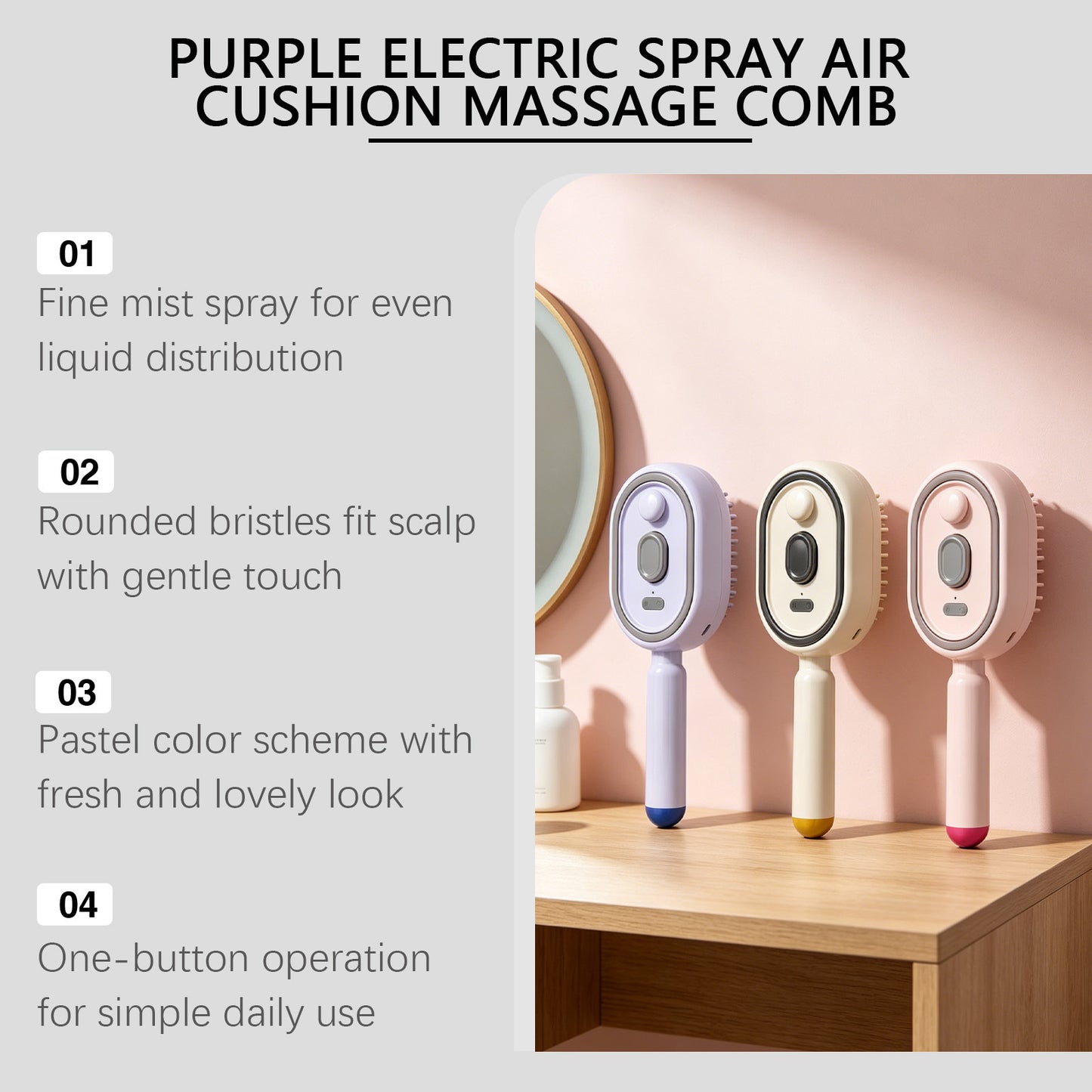 ⏰Final 3 Hours: Only $32.99🎉Electric Spray Air Cushion Massage Comb