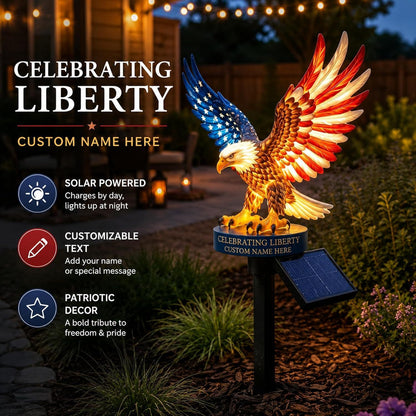 Personalized Solar Eagle Garden Light - A Glowing Tribute to American Freedom