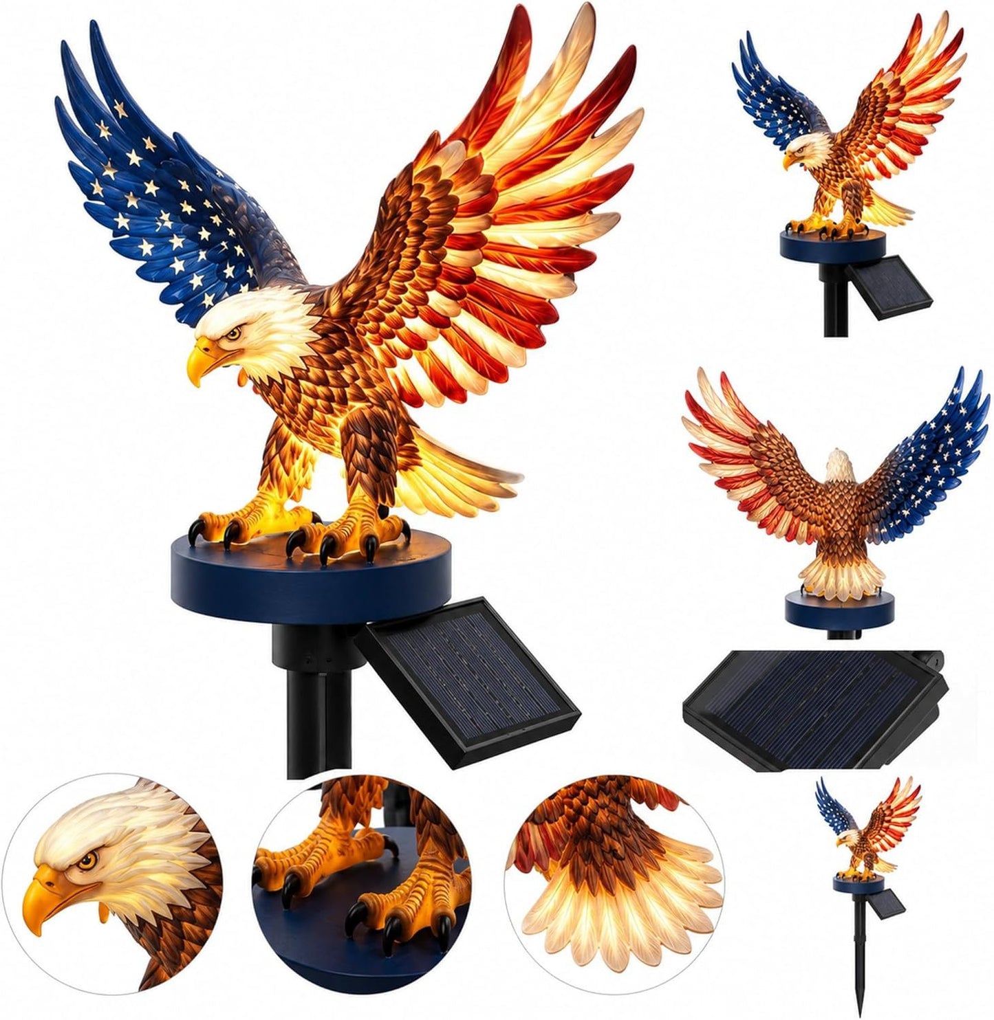 Personalized Solar Eagle Garden Light - A Glowing Tribute to American Freedom