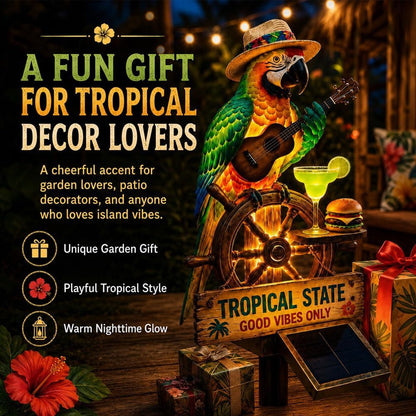 🔥Hot Sale 50% off 🌴 Solar Parrot Statue Light – Hawaiian Luau Tropical Garden Decor