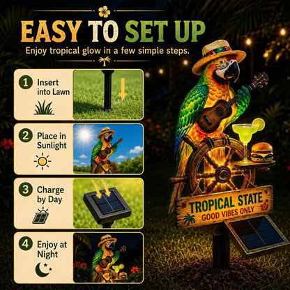 🔥Hot Sale 50% off 🌴 Solar Parrot Statue Light – Hawaiian Luau Tropical Garden Decor