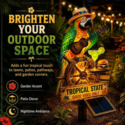 🔥Hot Sale 50% off 🌴 Solar Parrot Statue Light – Hawaiian Luau Tropical Garden Decor