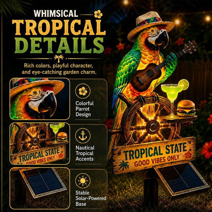 🔥Hot Sale 50% off 🌴 Solar Parrot Statue Light – Hawaiian Luau Tropical Garden Decor