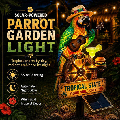 🔥Hot Sale 50% off 🌴 Solar Parrot Statue Light – Hawaiian Luau Tropical Garden Decor