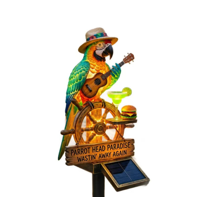 🔥Hot Sale 50% off 🌴 Solar Parrot Statue Light – Hawaiian Luau Tropical Garden Decor