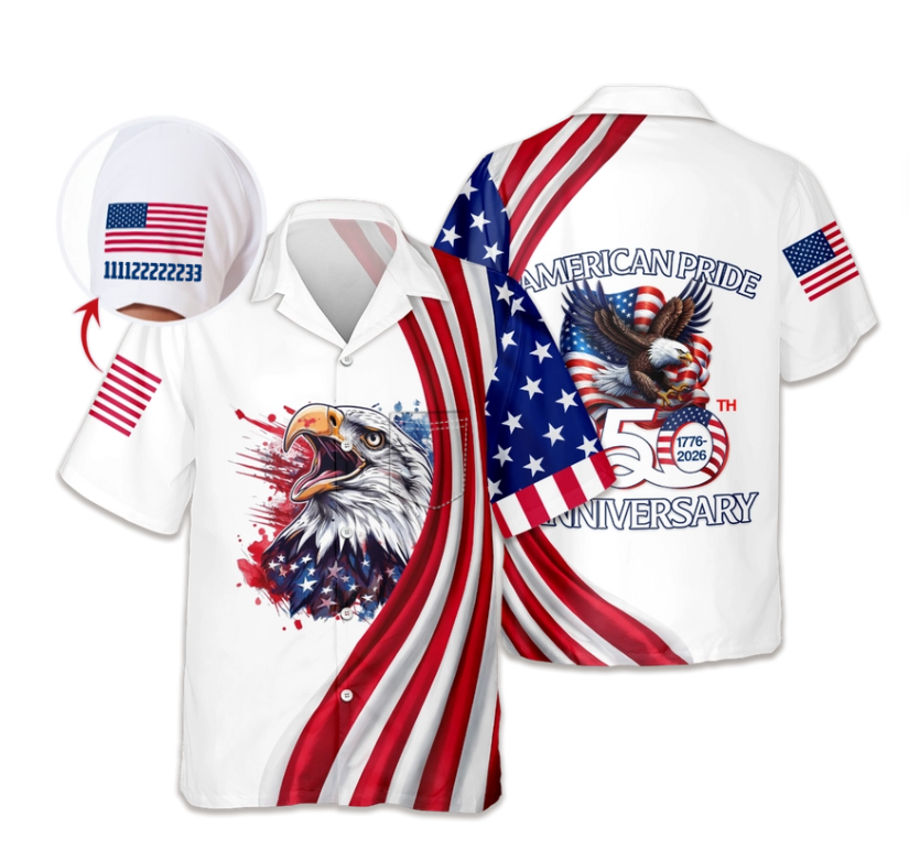 Custom Name American Pride Patriotic 250th Anniversary Eagle Hawaii Shirt
