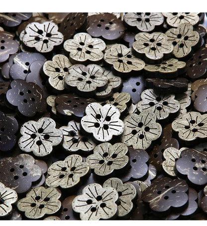 Vintage Distressed Coconut Shell Buttons — For Sweaters, Cardigans & DIY Crafts