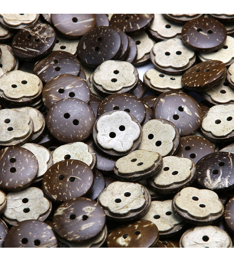 Vintage Distressed Coconut Shell Buttons — For Sweaters, Cardigans & DIY Crafts