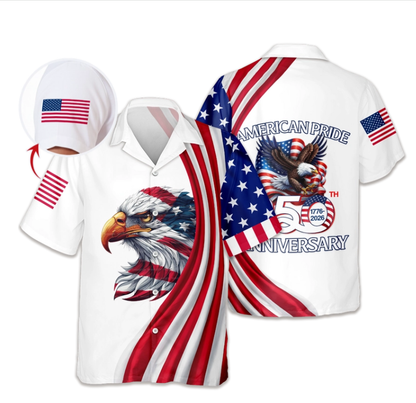 Custom Name American Pride Patriotic 250th Anniversary Eagle Hawaii Shirt