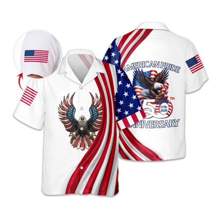 Custom Name American Pride Patriotic 250th Anniversary Eagle Hawaii Shirt