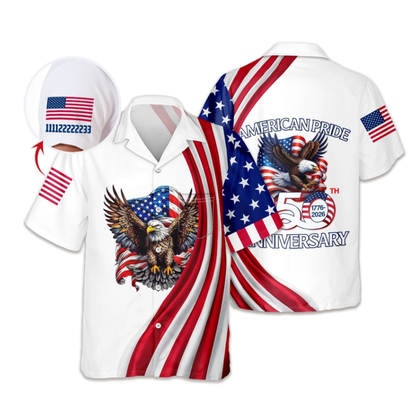 Custom Name American Pride Patriotic 250th Anniversary Eagle Hawaii Shirt