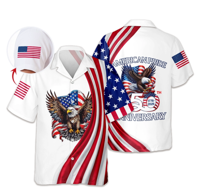 Custom Name American Pride Patriotic 250th Anniversary Eagle Hawaii Shirt