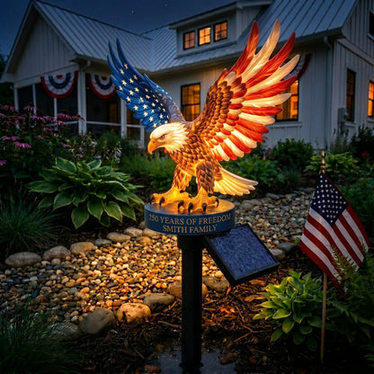 Personalized Solar Eagle Garden Light - A Glowing Tribute to American Freedom