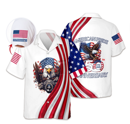 Custom Name American Pride Patriotic 250th Anniversary Eagle Hawaii Shirt