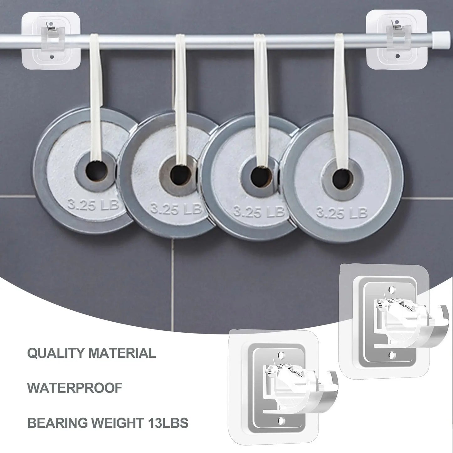 A set of 20PCS Curtain Rod Brackets with Clips,Transparent Drapery Hooks,Rod Hanging,Adjustable Rods Holder,Multipurposefor Curtain Rod Hooks for Livingroom Bathroom Kitchen Bedroom Toilet Apartment
