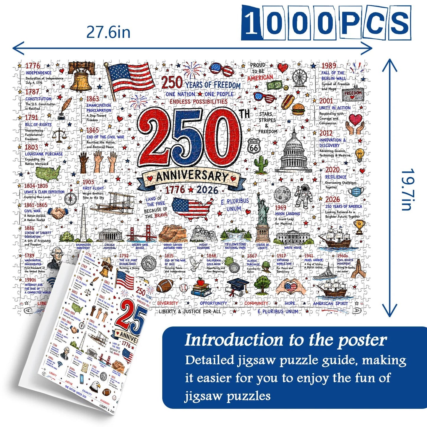 🧩 Patriotic America Jigsaw Puzzle 1000 Pieces 🎁 Free Shipping
