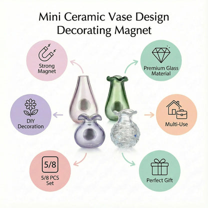 Mini Glass Vase Fridge Magnets Set – Magnetic Bud Vases for Real Flowers & Home Decor