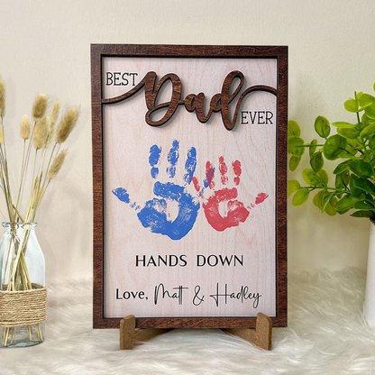 Best Dad Ever 2-Layered Wooden Plaque With Stand Personalized Gift