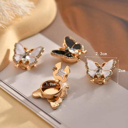 ✨ 3D Crystal Butterfly Cufflinks for Women | Elegant Rhinestone Shirt Collar Pin & Cuff Studs