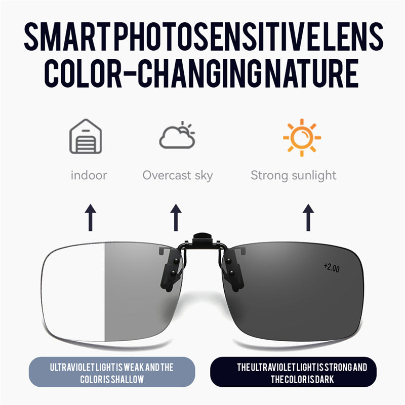 Photochromic Progressive Multifocal Clip-On Reading Glasses | Anti-Blue Light & Flip-Up Lenses